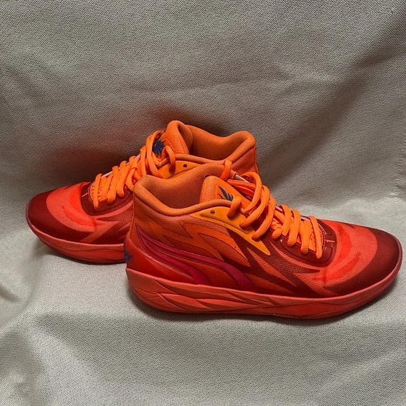 Puma MELO Red and Orange Basketball Sneakers - Picture 6 of 9